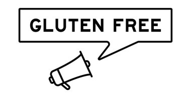 Beyaz arkaplanda glüten içermeyen konuşma baloncuklu megafon simgesi