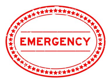 Grunge kırmızı acil kelime oval lastik mühür beyaz arka planda