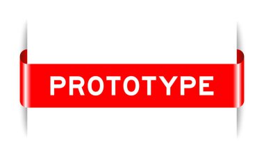 Beyaz arkaplanda kelime prototipi olan kırmızı renk etiketli pankart