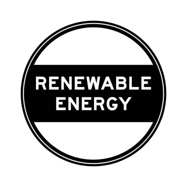 Siyah renkli mühür etiketi beyaz arkaplanda yenilenebilir enerji ile
