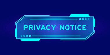 Mavi arkaplanda kullanıcı arayüzü ekranında kelime gizlilik uyarısı bulunan gelecekçi hud pankartı