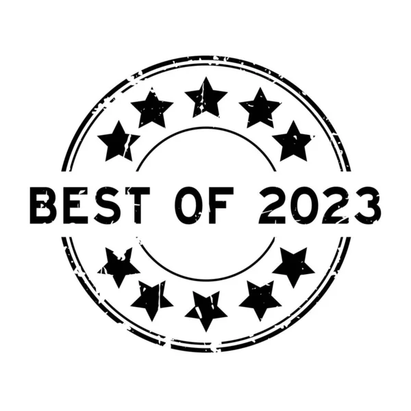 Grunge Μαύρο Καλύτερο Από 2023 Λέξη Στρογγυλό Καουτσούκ Σφραγίδα Σφραγίδα — Διανυσματικό Αρχείο