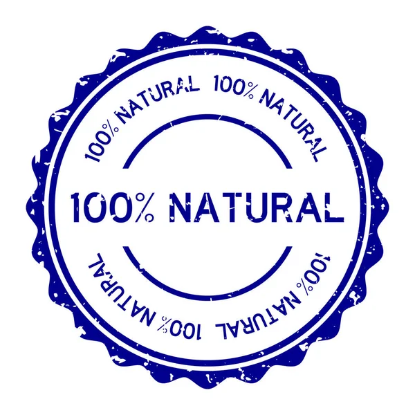 Grunge Kék 100 Természetes Szó Kerek Gumi Pecsét Bélyegző Fehér — Stock Vector