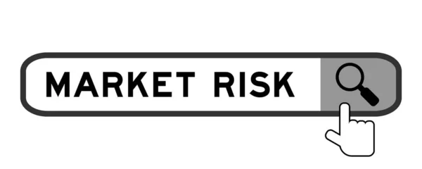 Поиск Баннер Риске Мирового Рынка Рукой Лупу Значок Белом Фоне — стоковый вектор
