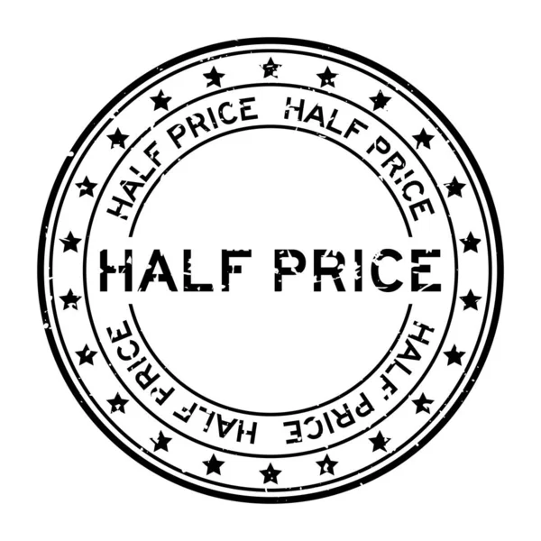 Grunge Black Half Price Word Rubber Seal Stamp White Background — Vector de stock