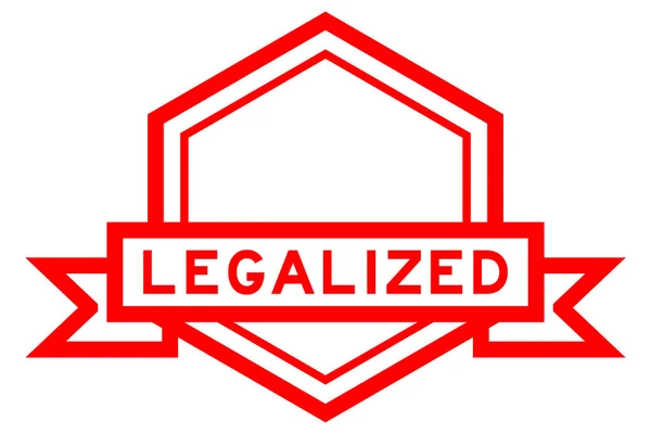Vintage Röd Färg Hexagon Etikett Banner Med Ord Legaliserad Vit — Stock vektor