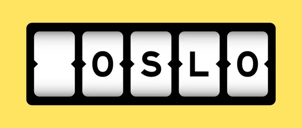 Sarı Arkaplanlı Slot Pankartıyla Oslo Sözcüklerindeki Siyah Renk — Stok Vektör