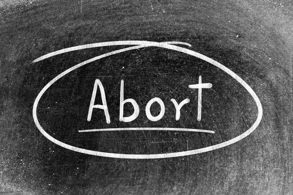 Gesso Bianco Scrittura Mano Parola Aborto Forma Cerchio Sfondo Lavagna — Foto Stock