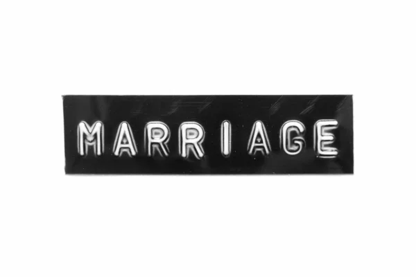Μαύρο Χρώμα Banner Που Έχουν Ανάγλυφο Γράμμα Λέξη Γάμου Λευκό — Φωτογραφία Αρχείου