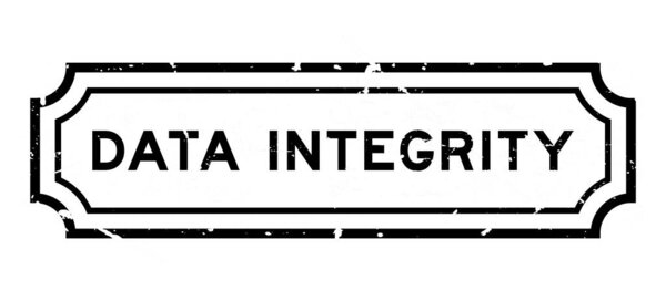 Grunge black data intergrity word rubber seal stamp on white background