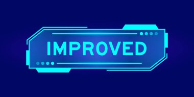 Mavi arkaplandaki kullanıcı arayüzü ekranında kelime geliştirilmiş gelecekçi hud pankartı