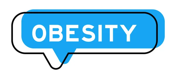 Banner Fala Sombra Azul Com Palavra Obesidade Fundo Branco — Vetor de Stock