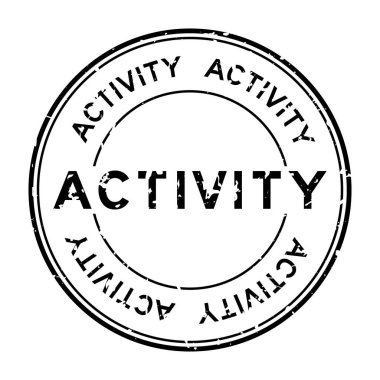 Grunge black activity word round rubber seal stamp on white background clipart
