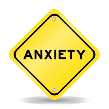 Beyaz arkaplanda kelime endişesi olan sarı renk taşıma işareti