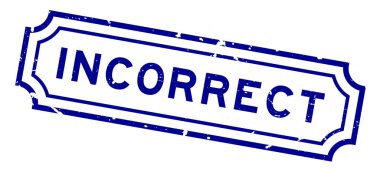 Grunge Blue sözcüğü yanlış beyaz arka planda lastik mühür