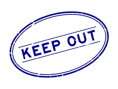 Grunge mavisi, beyaz arka planda oval lastik mühür damgası sözcüğünü uzak tut