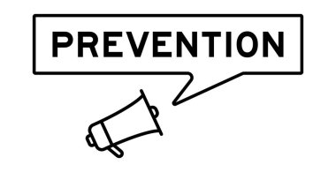 Beyaz arkaplanda kelime önlemede konuşma baloncuğu olan megafon simgesi