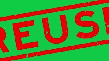 Grunge kırmızı Kare Kare Mühür mührü yeşil arkaplanda yakınlaştır