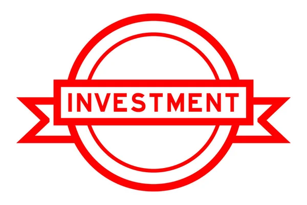 Vintage Röd Färg Rund Etikett Banner Med Ord Investering Vit — Stock vektor
