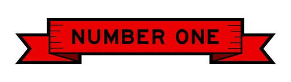 Lintlabel Banner Met Woord Nummer Één Rode Kleur Witte Achtergrond — Stockvector