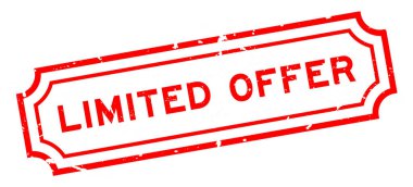 Grunge red limited offer word rubber seal stamp on white background