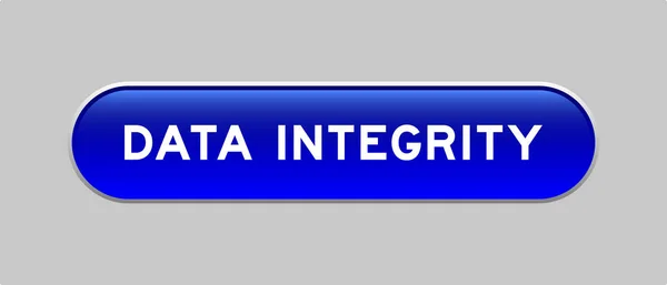 灰色の背景に単語データの完全性と青の色のカプセル形状ボタン — ストックベクタ