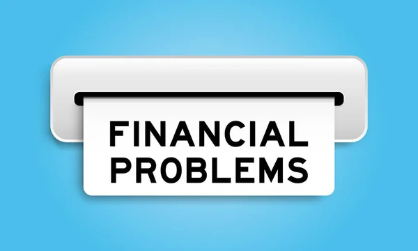 White Coupon Banner Word Financial Problems Machine Blue Color Background — Stock Vector