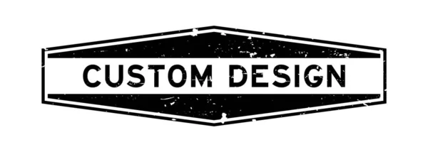 Grunge Zwart Custom Design Woord Zeshoek Rubber Zegel Stempel Witte — Stockvector