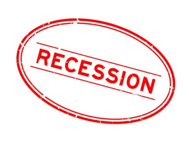 Grunge kırmızı durgunluk kelimesi oval lastik mühür beyaz arka planda