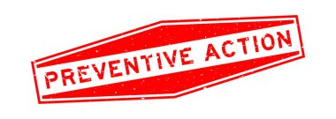 Grunge kırmızı önleyici kelime altıgen lastik mühür beyaz arka planda