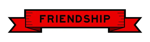 Διαφημιστικό Banner Κορδέλα Λέξη Φιλία Κόκκινο Χρώμα Λευκό Φόντο — Διανυσματικό Αρχείο
