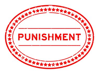 Grunge kırmızı ceza sözcüğü oval lastik mühür beyaz arka planda