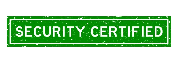 Грин Зеленый Сертификат Безопасности Слово Квадратная Резиновая Печать Белом Фоне — стоковый вектор