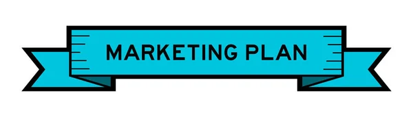 Blauw Lint Label Banner Met Woord Marketing Plan Witte Achtergrond — Stockvector