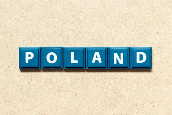 Lettre Alphabet Carrelage Mot Poland Sur Fond Bois — Photo