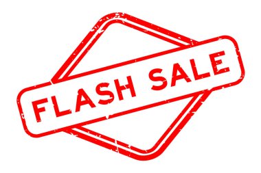 Grunge red flash sale word rubber seal stamp on white background