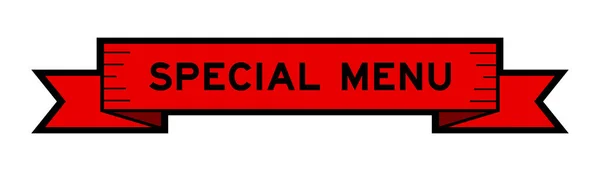 Διαφημιστικό Banner Κορδέλας Ειδικό Μενού Λέξης Κόκκινο Χρώμα Λευκό Φόντο — Διανυσματικό Αρχείο