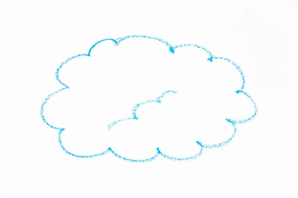 白い紙の背景に雲の形をしたカラーオイルパステル手描き — ストック写真