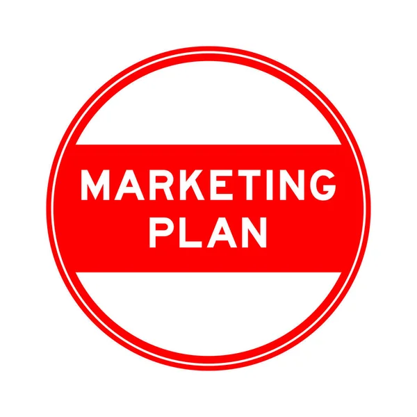 Rode Kleur Ronde Seal Sticker Woord Marketing Plan Witte Achtergrond — Stockvector