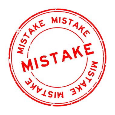 Grunge kırmızı hata word yuvarlak lastik mühür damgası beyaz arka plan üzerinde