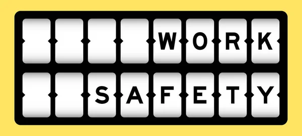 Black Color Word Work Safety Slot Banner Yellow Color Background — Stock Vector