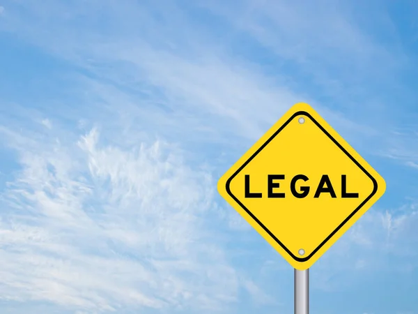 Gelbes Verkehrsschild Mit Wort Legal Auf Blauem Hintergrund — Stockfoto