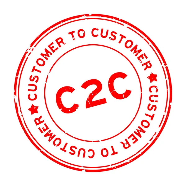 Grunge Red C2C Customer Customer Word Rubber Seal Stamp White — Stock Vector
