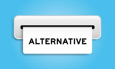 Mavi arkaplandaki makineden kelime alternatifi içeren beyaz kupon pankartı