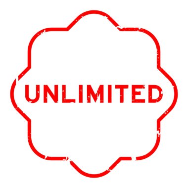 Grunge kırmızı sınırsız kelime beyaz arka planda lastik mühür