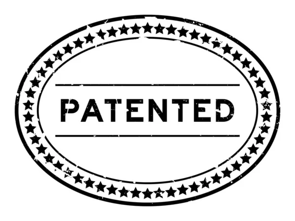 Grunge Schwarz Patentiertes Wort Ovale Gummidichtung Stempel Auf Weißem Hintergrund — Stockvektor