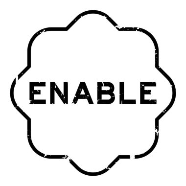 Grunge siyah, arka planda lastik mühür mührünü etkinleştir