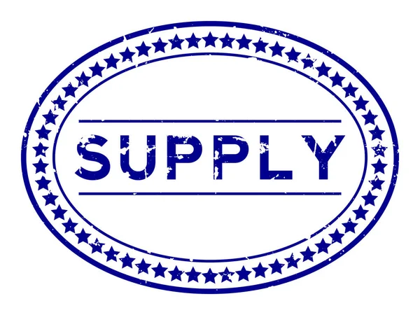 Grunge Blue Supply Word Timbre Cachet Ovale Caoutchouc Sur Fond — Image vectorielle