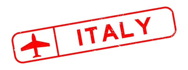 白の背景に平面アイコン正方形のゴムシールスタンプとグランジ赤イタリア語の単語 — ストックベクタ