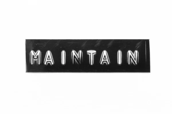 Black Color Banner Have Embossed Letter Word Maintain White Paper — Stock Photo, Image